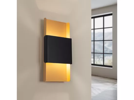 Pendentif Durlin moderne en acier - 2 sources lumineuses - L.20 x H.40 cm - or/noir