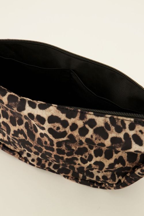 Bruine crossbody tas met luipaard print