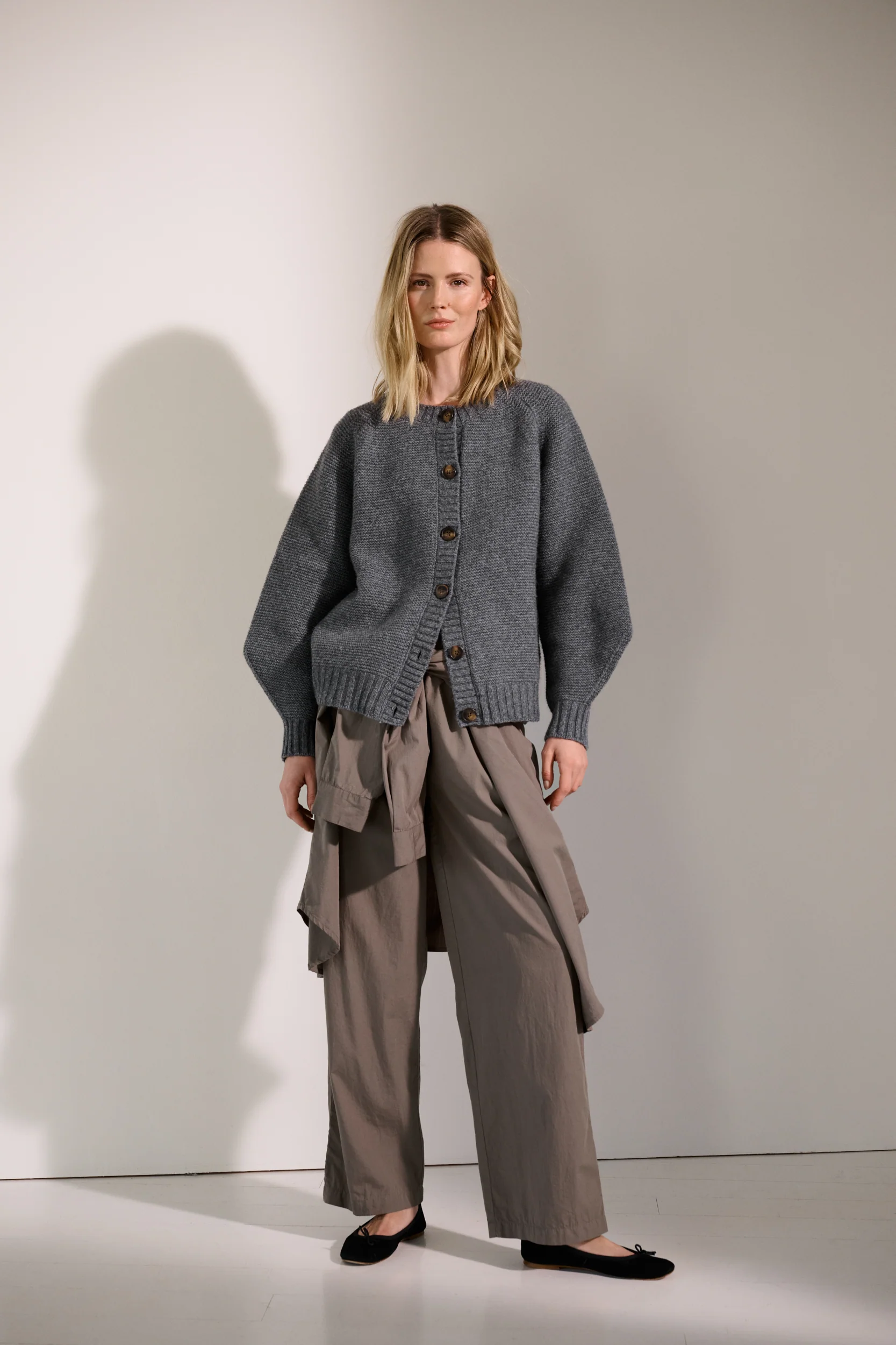 Moshi Moshi Mind  Moon Poplin løse bukser - Dark Taupe