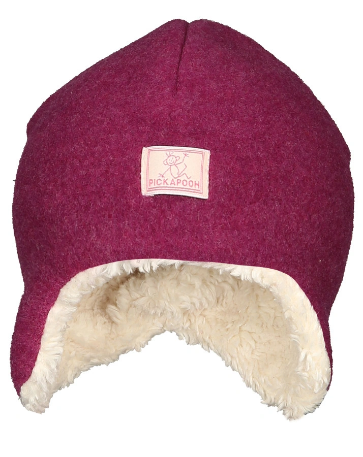 Woll-Mütze JONAS FLEECE mit Plüschfutter in dahlia/natur