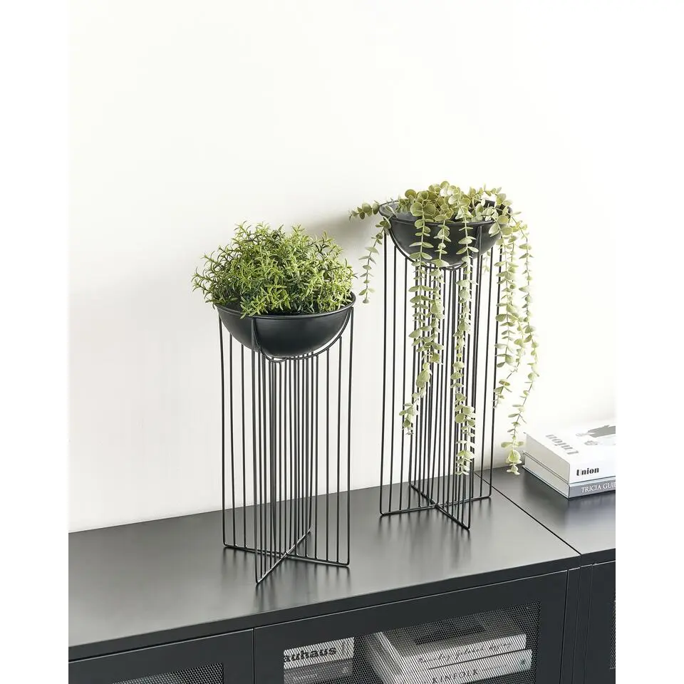 FICARIA - Bloempot set van 2 - Zwart - Metaal