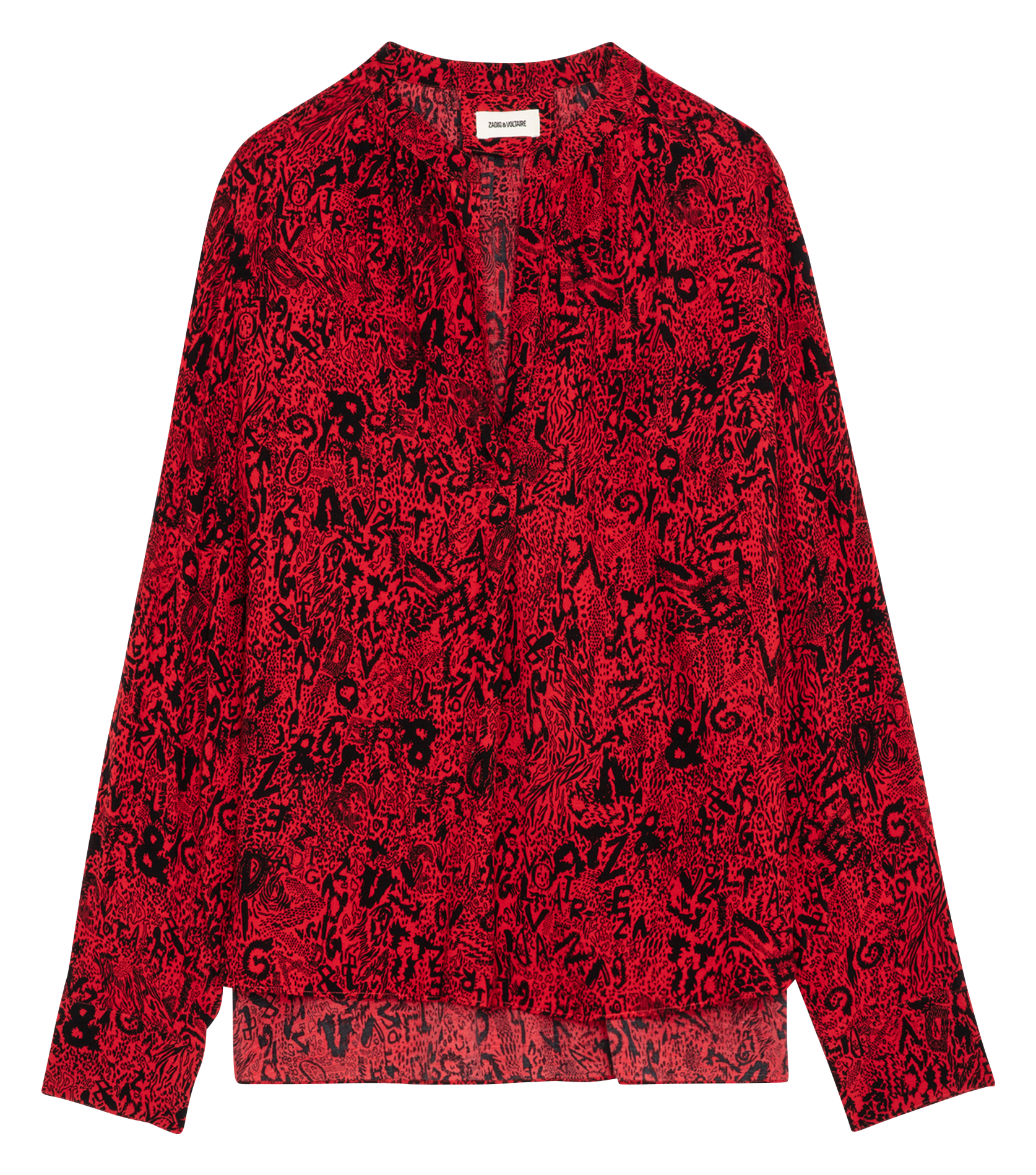 TINK - Blouse col V droite imprimée | Rouge