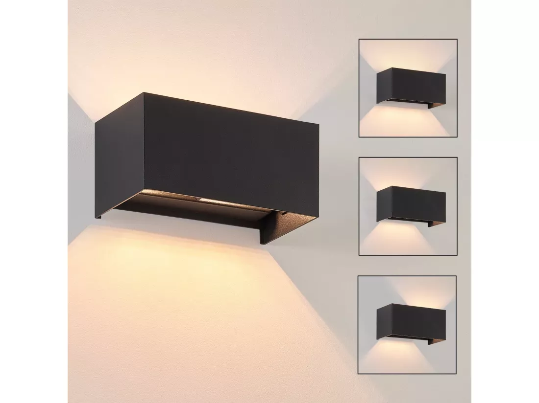 NETTLIFE Lampe Murale LED Noire IP65, Lumière Blanche Chaude Réglable G9, Applique Intérieure/Extérieur pour Salon