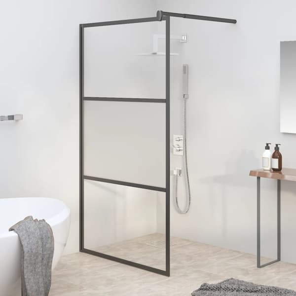 vidaXL Dusjvegg 100x195 cm halvfrostet ESG-glass svart