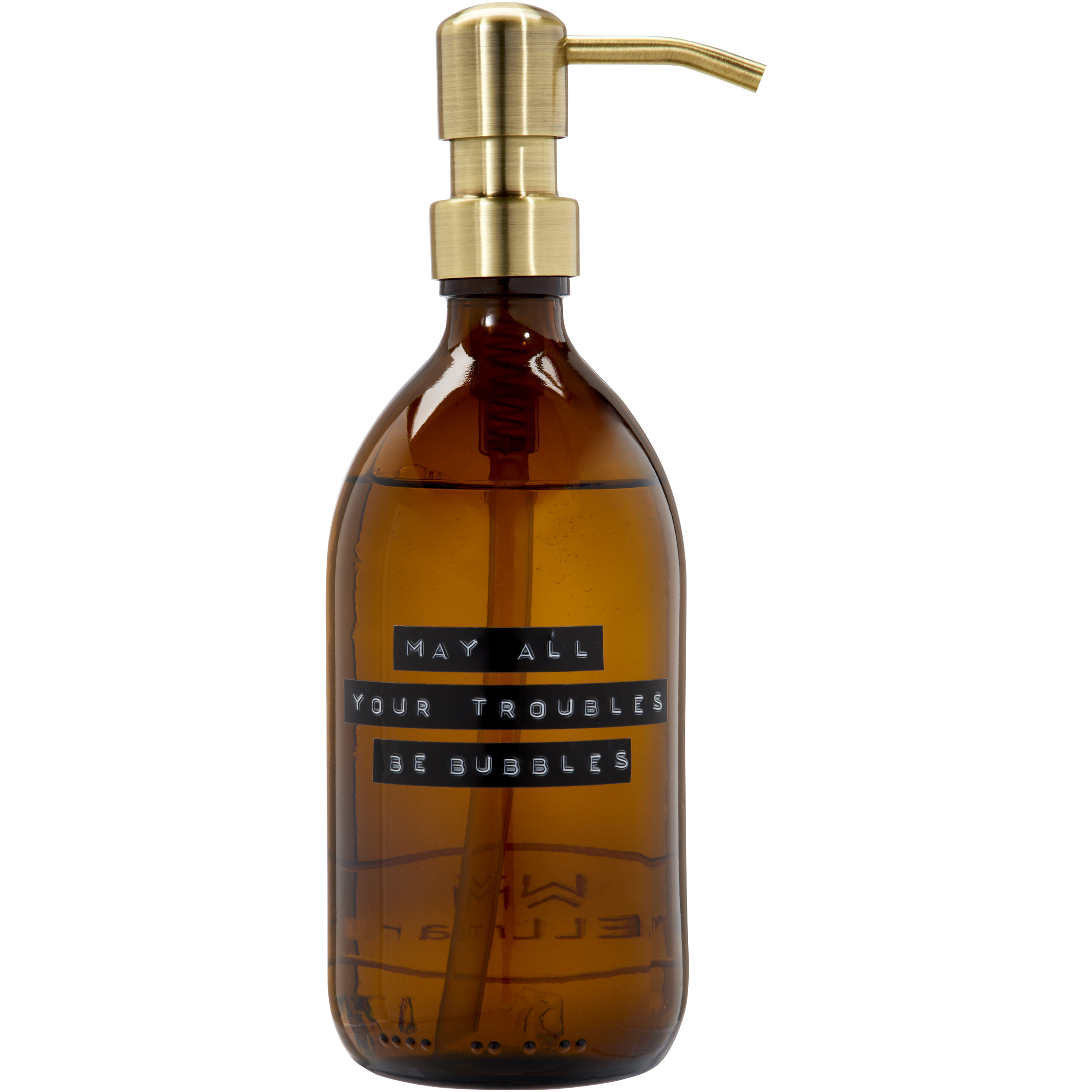 WELLmark 126310 - Distributeur de Savon en Verre Luxe 500 ml Bamboo