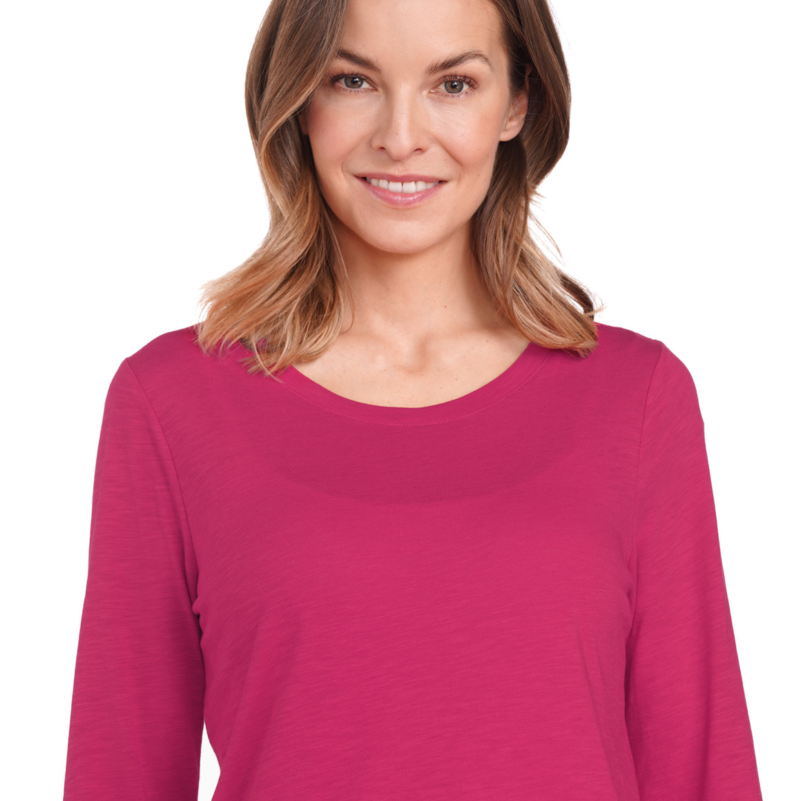 Gina Benotti Damen Langarmshirt unifarben pink