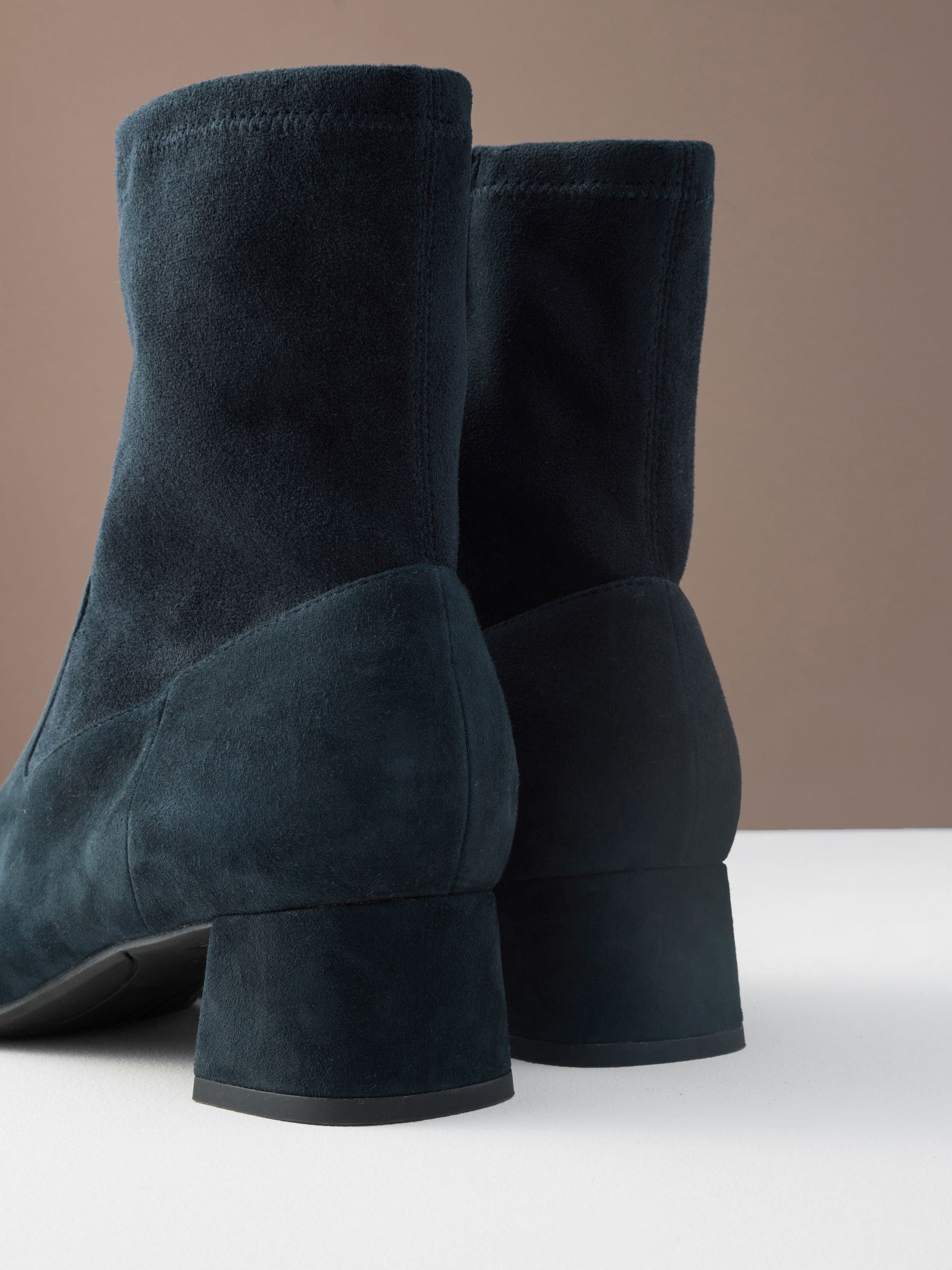 Marineblauw suède - Motionflex Sokkenlaarzen met Blokhak