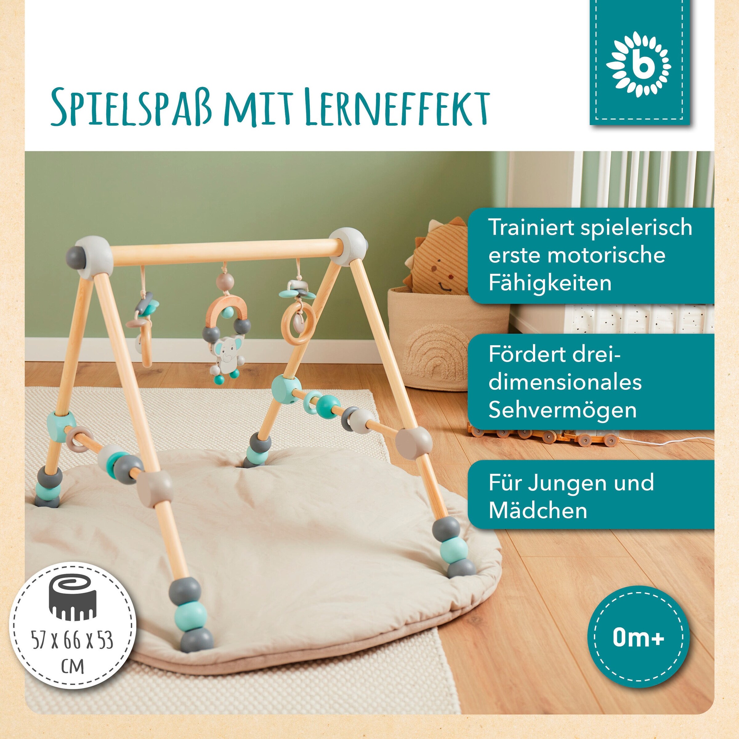 Bieco Spielbogen aus Holz Höhenverstellbar - ab Geburt Blau