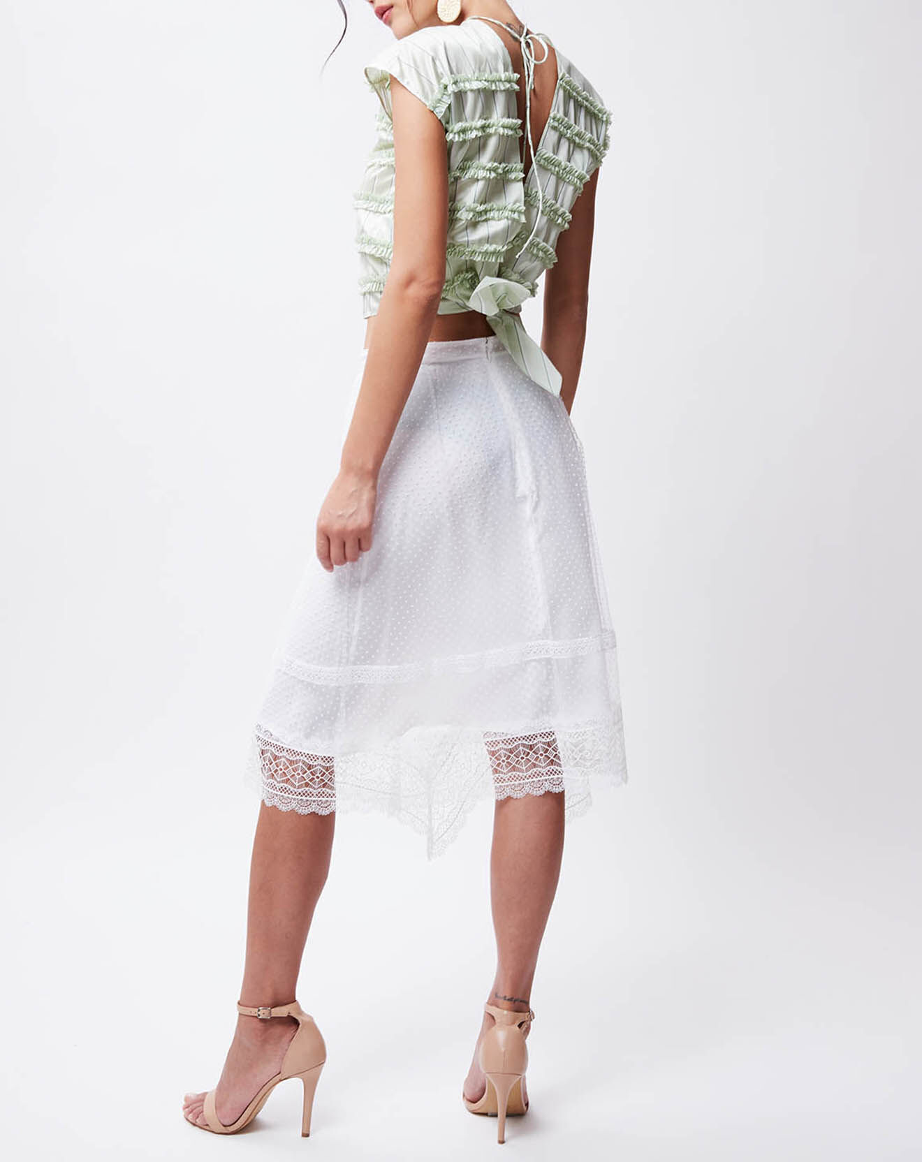 John Galliano Crop-Top en Coton & Soie Alice vert clair