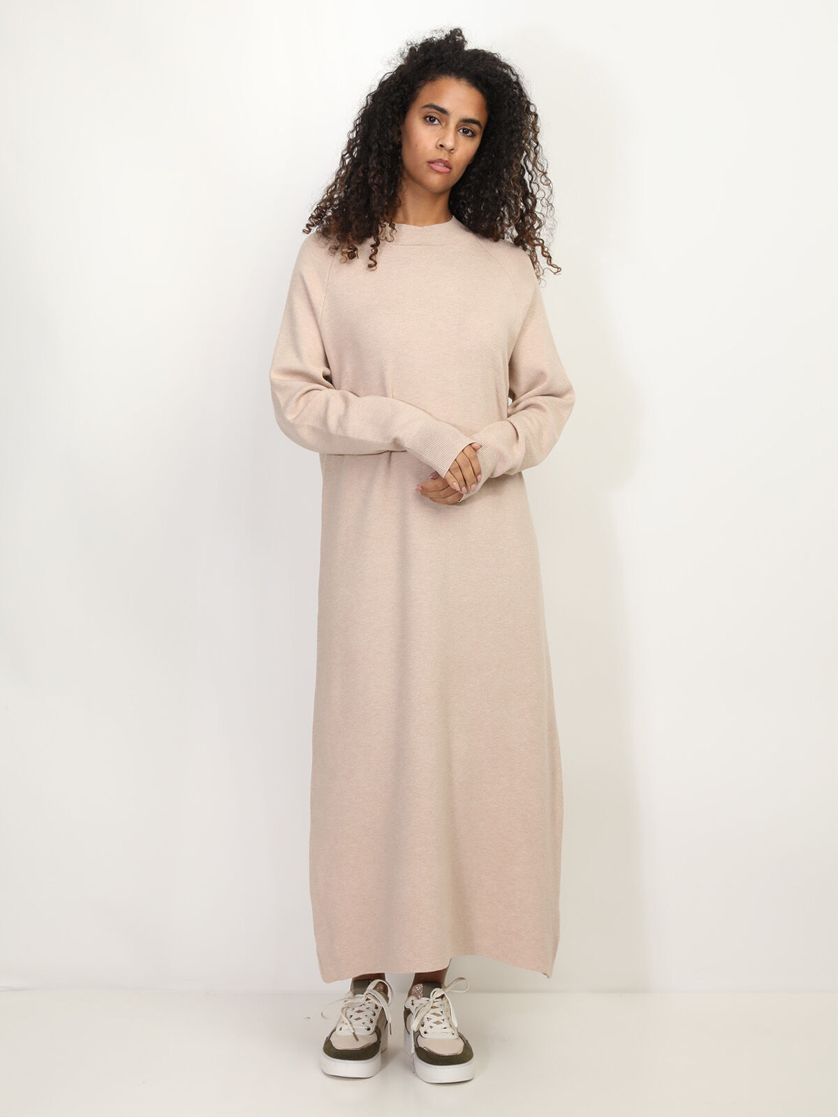 Robe pull longue et ample- Beige