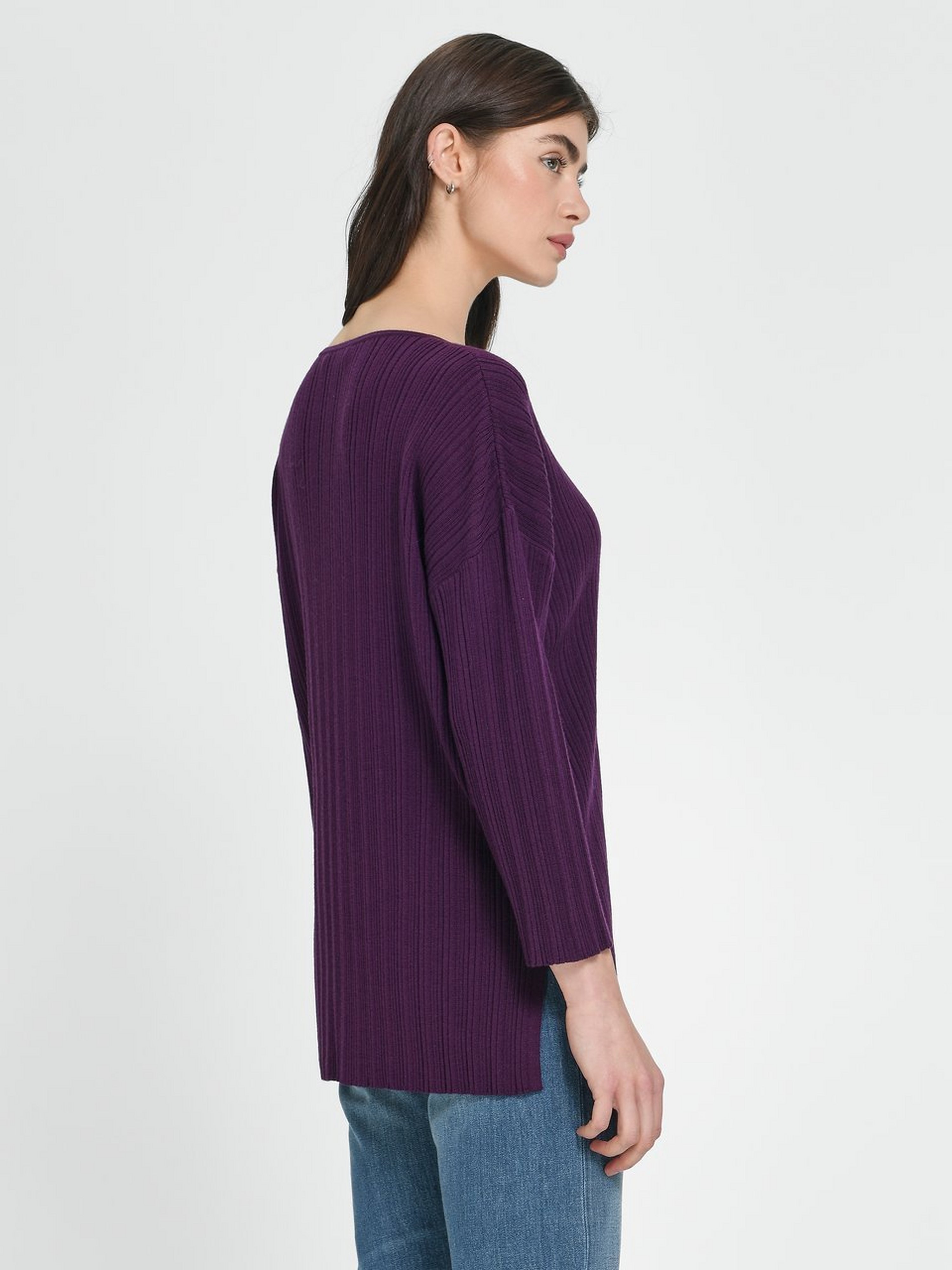 V-Pullover mit 3/4-Arm