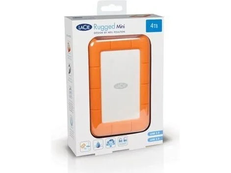 LaCie Rugged Mini - Harddisk - 4 TB - ekstern (bærbar) - USB 3.0 - 5400 rpm - 256-bit AES - med Seagate Rescue Data Recovery