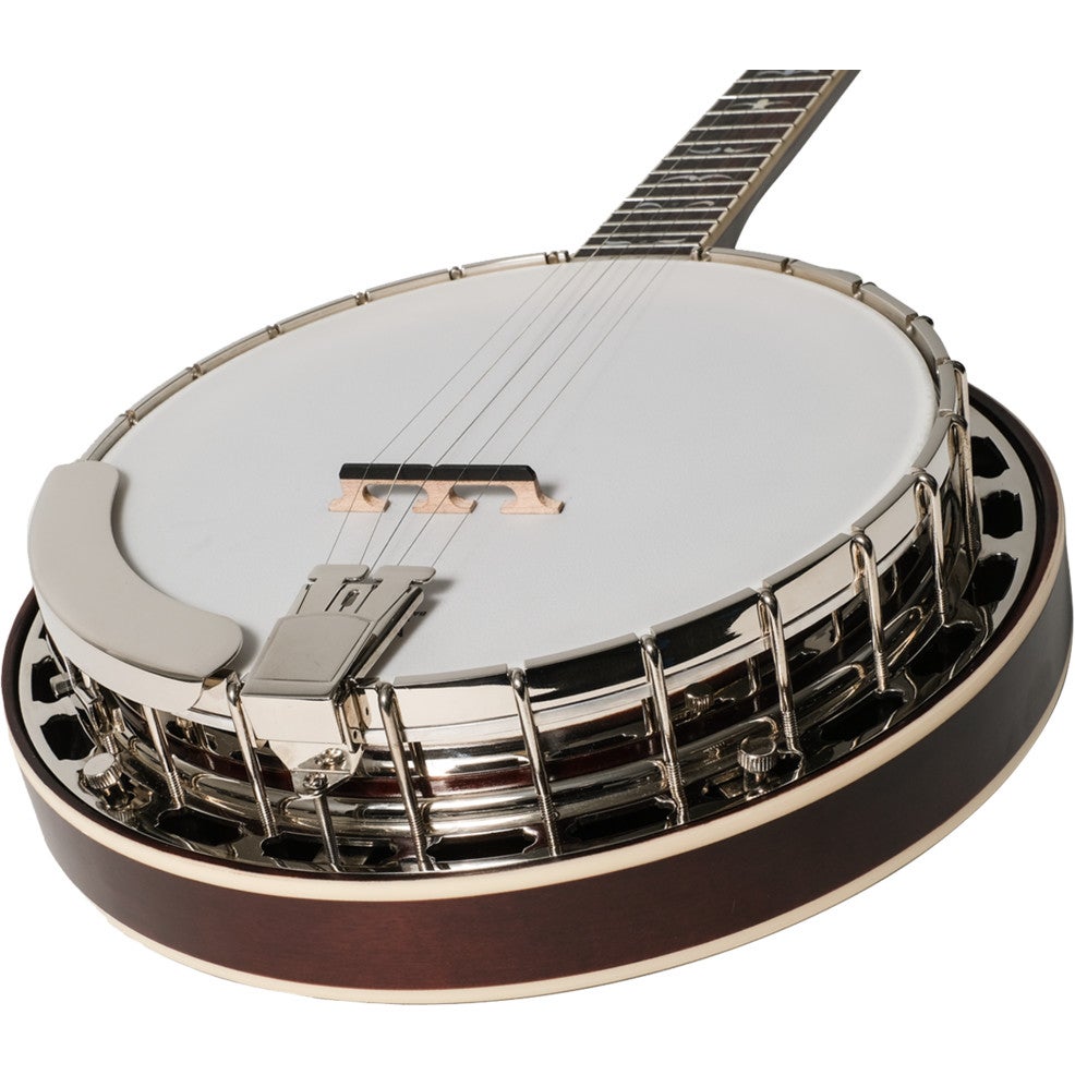 Recording King Madison RK-R35-BR 5-snarige esdoorn resonator banjo met tone ring en armsteun
