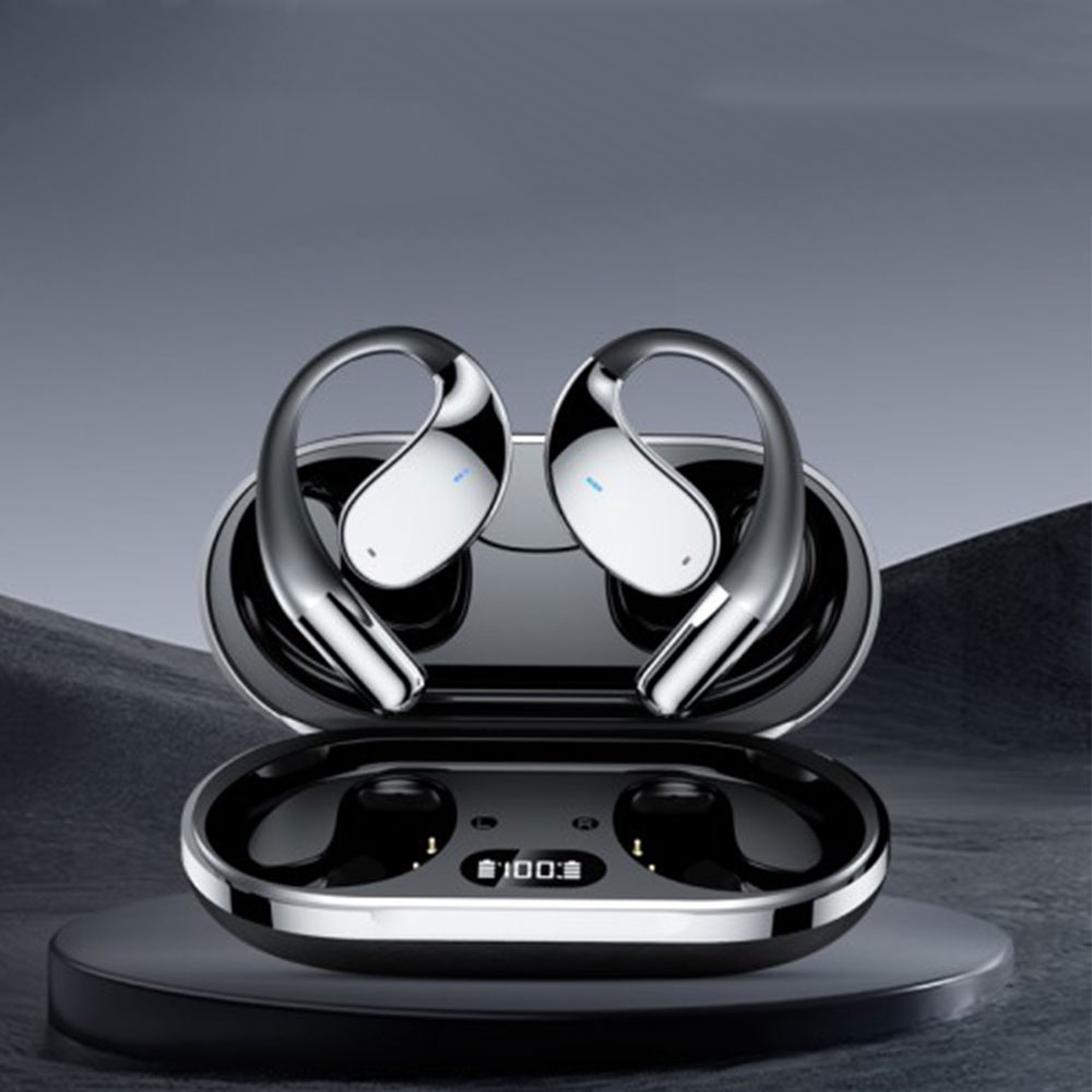 Open-Ear Bluetooth 5.4 Sport Kopfhörer mit Ladecase / KI-Adaption und Noise Reduction - Schwarz