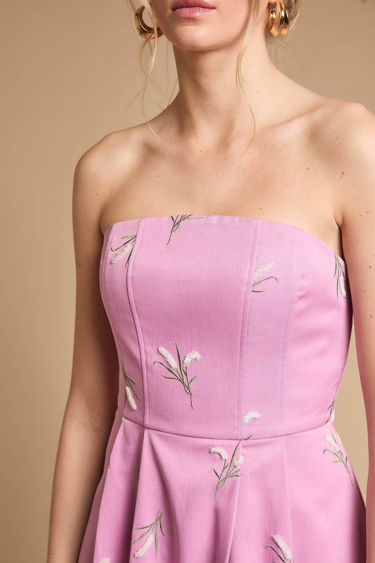 Oasis Robe Midi Bustier Cœur Brodée