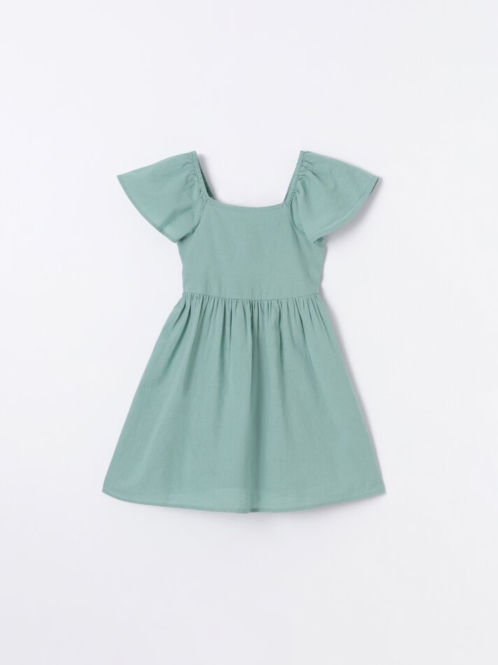 Vestido rústico de tricô - Verde Sálvia