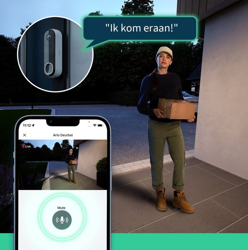 Arlo - HD Draadloze Video Deurbel - Wit - Beveiliging