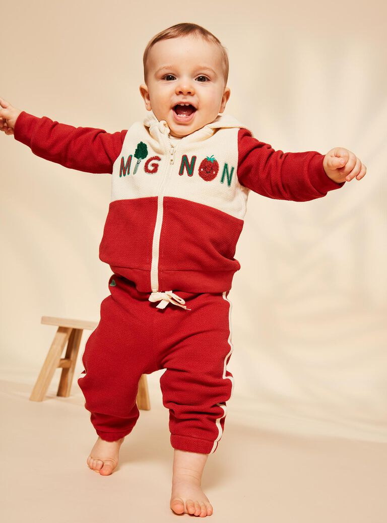 Haut de jogging rouge et vanille à capuche Mignon