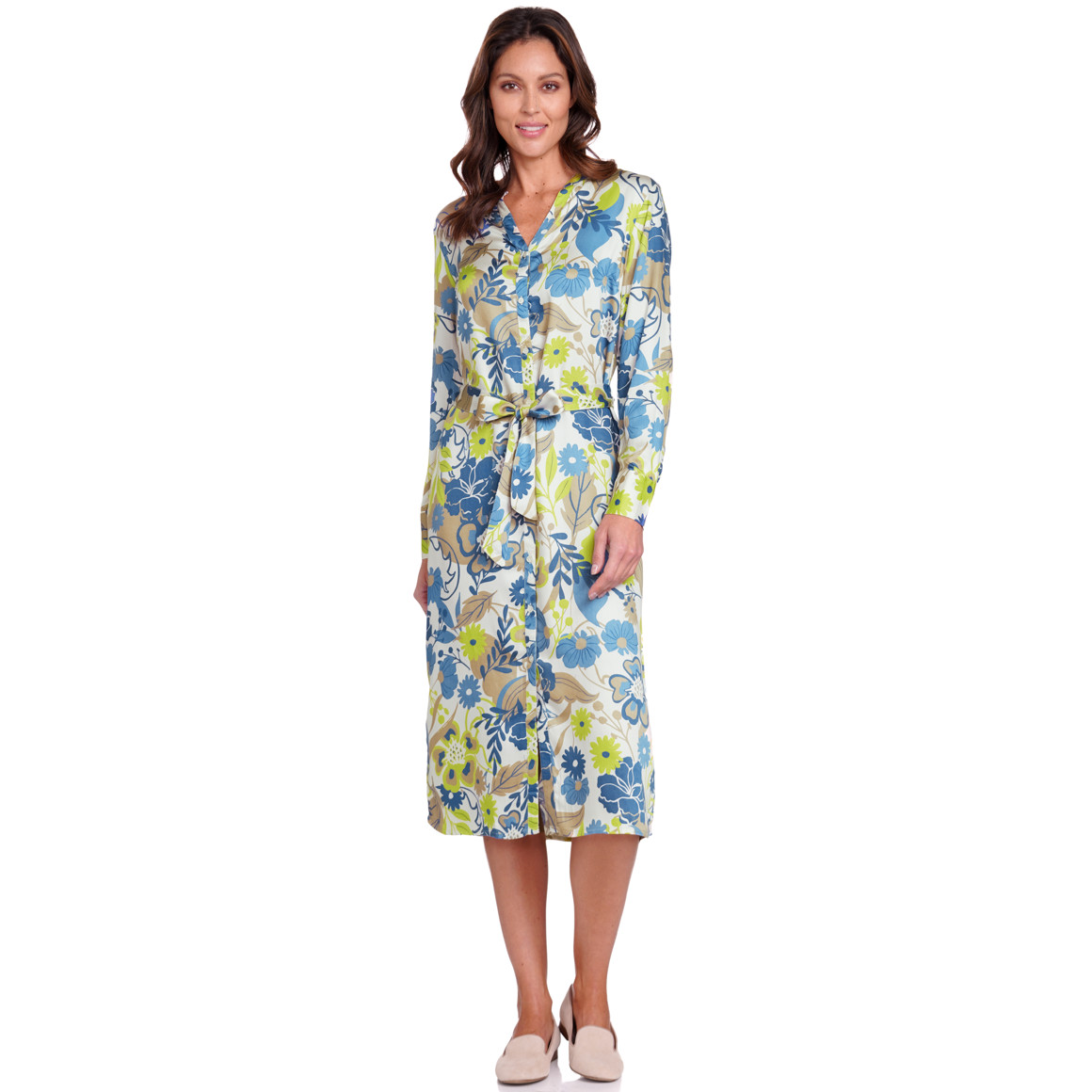 Gina Benotti Damen Hemdkleid mit floralem Muster dunkelblau / blau / grün