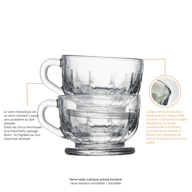 Lot de 6 Tasses expresso, FLORE La Rochère