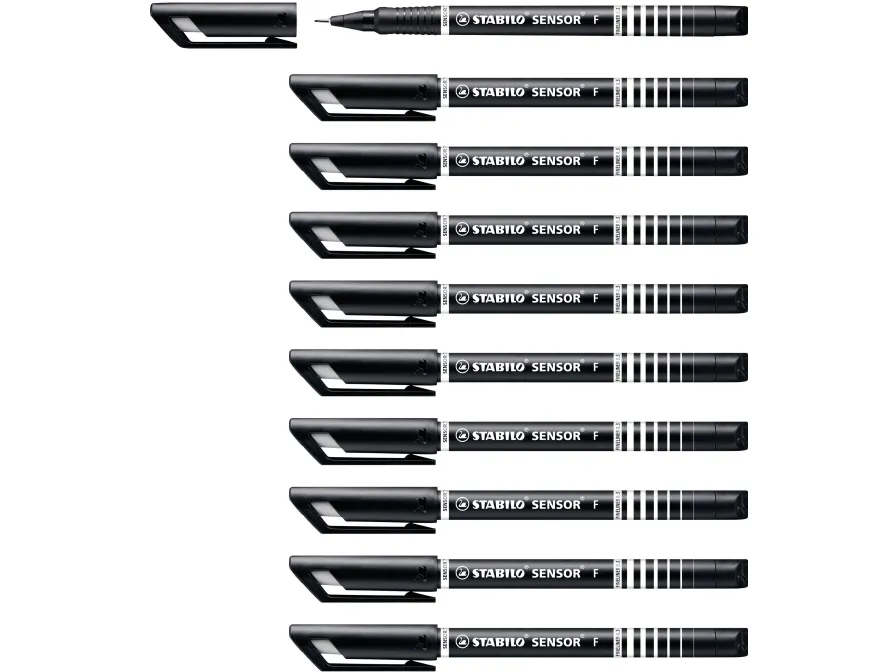 Fineliner Stabilo Sensor 189 sort 0,3 mm - (10 stk.)