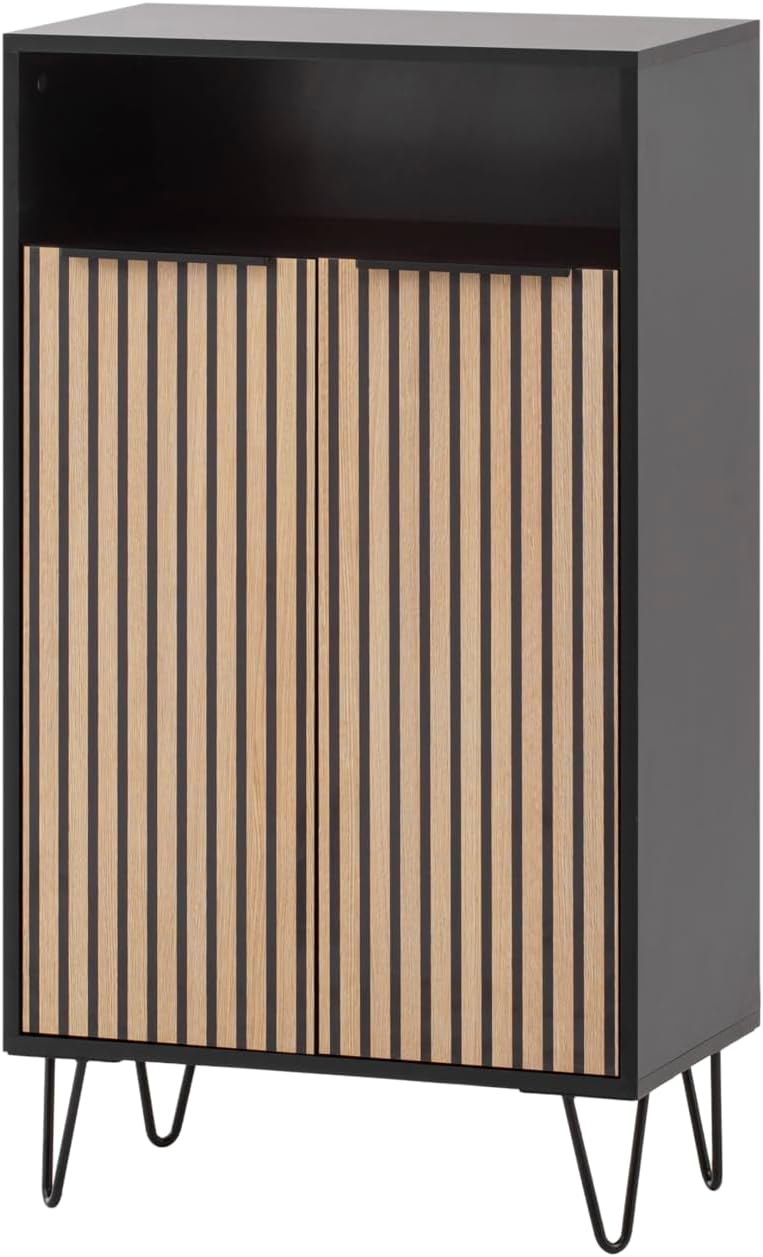 Schildmeyer Hank Schuhschrank 157162, Schwarzmatt/Akustikpaneel Optik, 60,2 x 33,1 x 107,9 cm