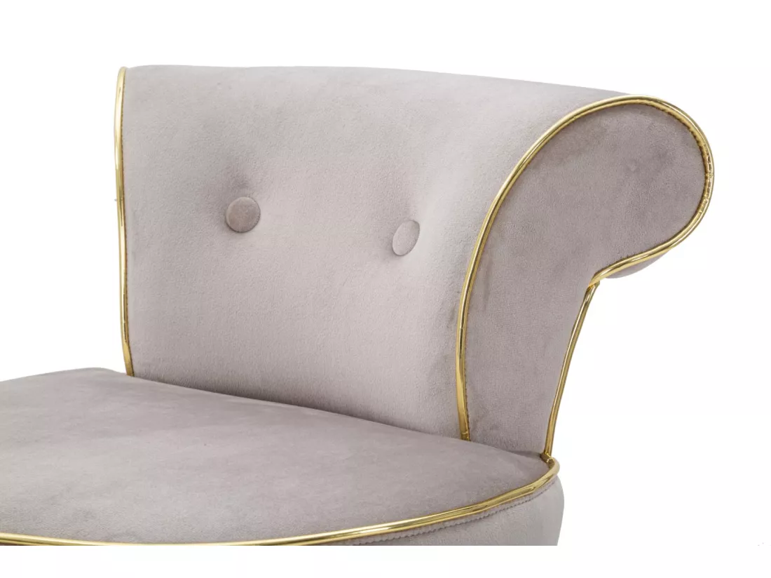 Tabouret de Bar Gris, Velours Synthétique avec Dossier et Métal Doré - 46x48x96 cm, Design Élégant et Moderne