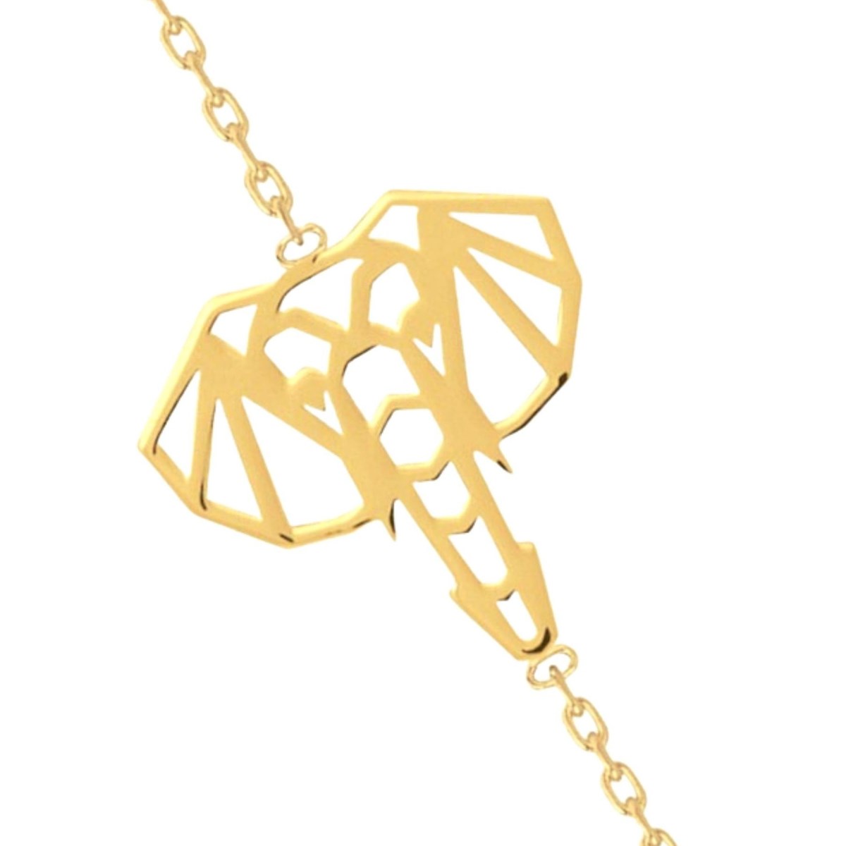 Bracelet breloque totem origami tête d'éléphant en plaqué or - 18cm