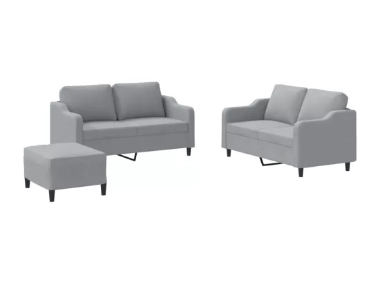 Ensemble de canapés 3 pièces avec coussins Gris clair Tissu