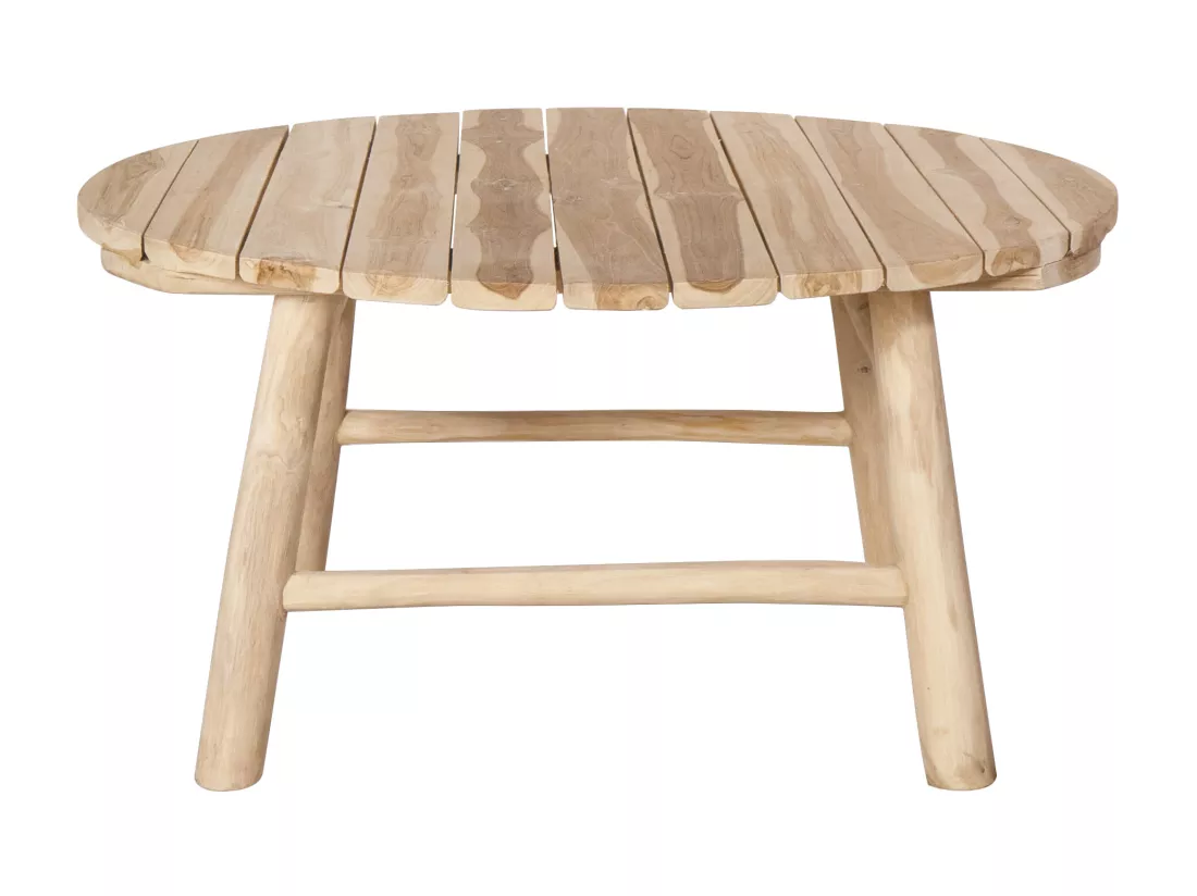 Lot de 2 tables basses de jardin en teck - Naturel clair - TULUM de MYLIA