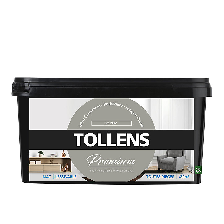 Peinture Tollens premium murs, boiseries et radiateurs so chic mat 2,5L