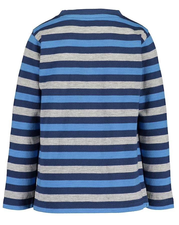 Langarmshirt SPACE ADVENTURES – DINO gestreift in blau