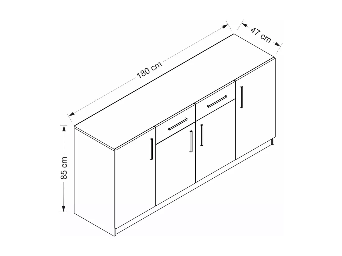 Buffet avec 4 portes et 2 tiroirs - Naturel - MEROLIA