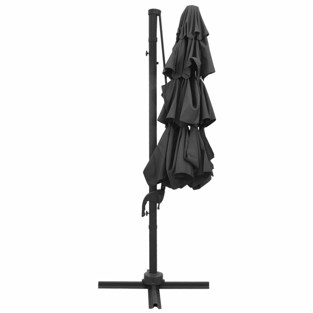 Parasol mobilier de jardin à 4 niveaux avec mât en aluminium 3 x 3 m anthracite