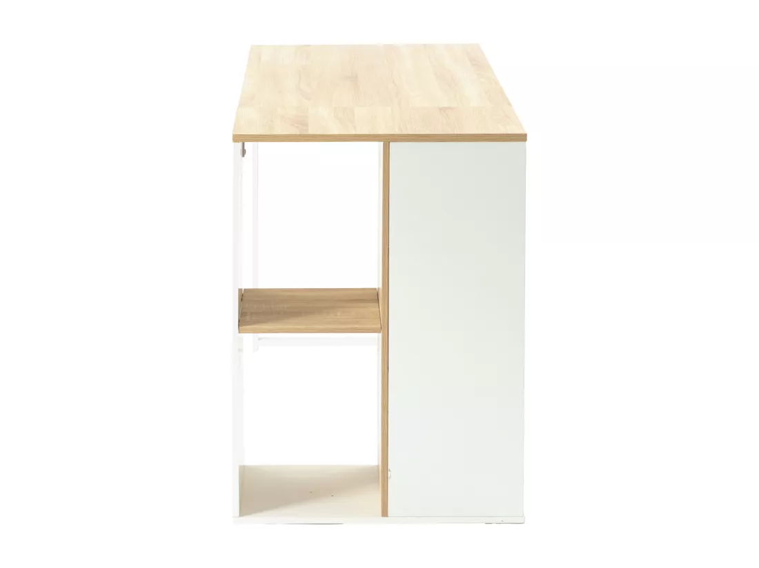 Bureau moderne avec cinq étagères blanc et bois de chêne WEEKS B