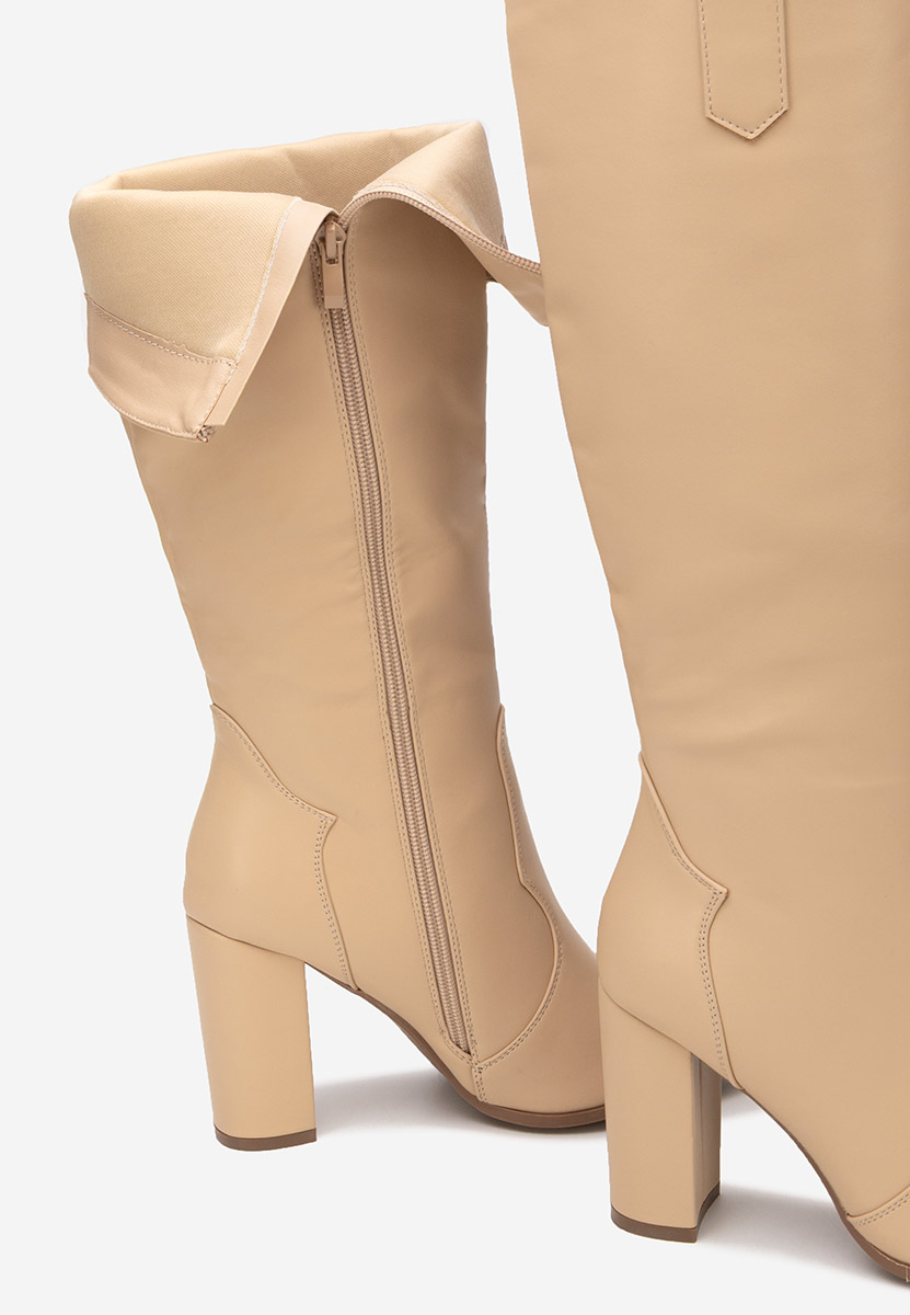 Bottes à talon carré beige Evarina V2