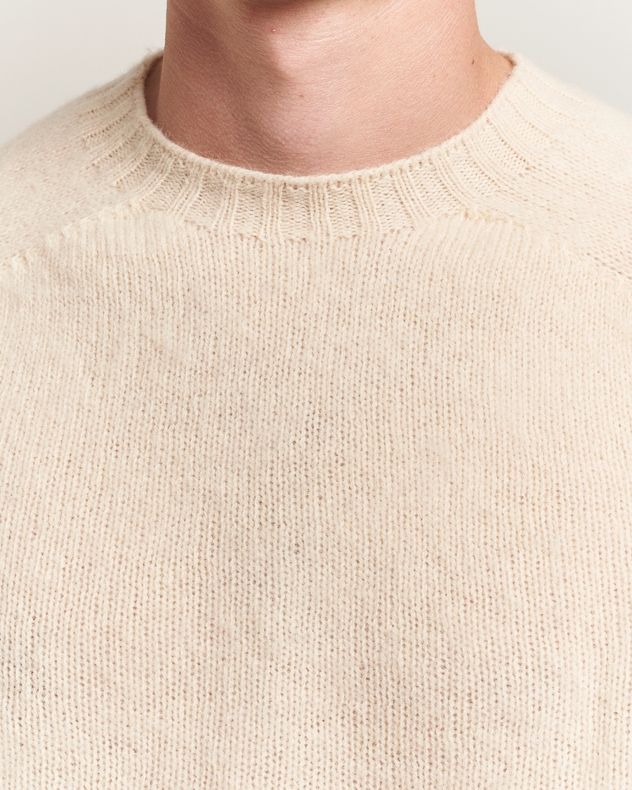 Harley Of Scotland Brushed Supersoft Lambswool Crewneck Vanilla
