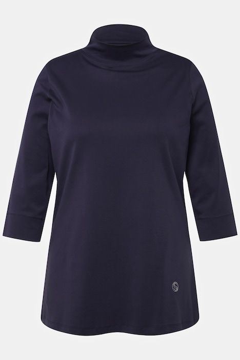 Shirt, A-Linie, Stehkragen, 3/4-Arm, Pima Cotton