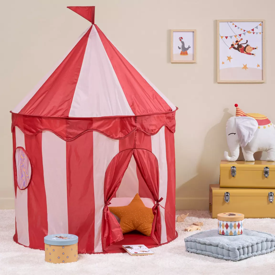 Coussin éléphant Circus Gris