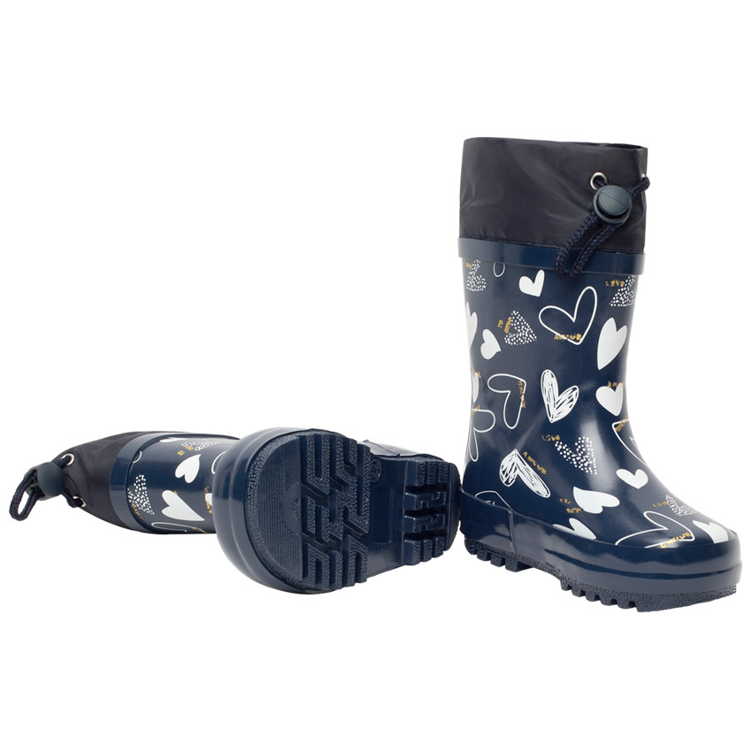 Bottes de pluie à col imprimé cœurs pour bébé fille