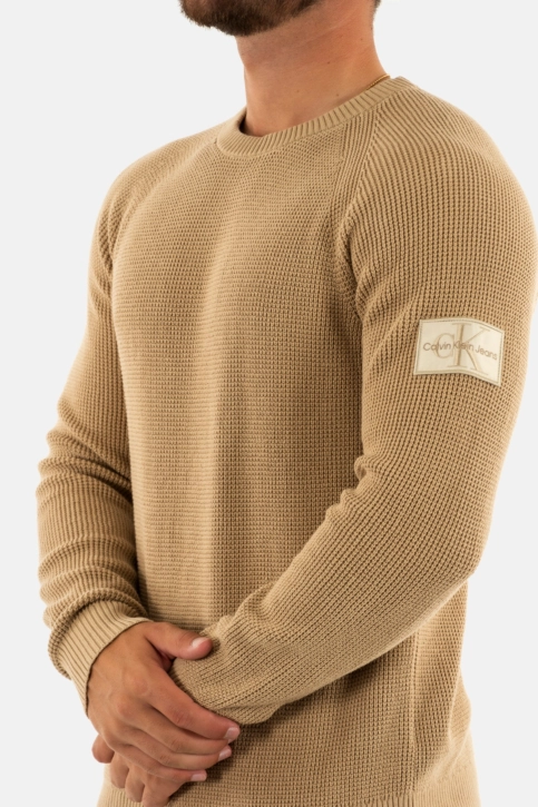Sweat calvin klein jeans badge easy pf2 travertine