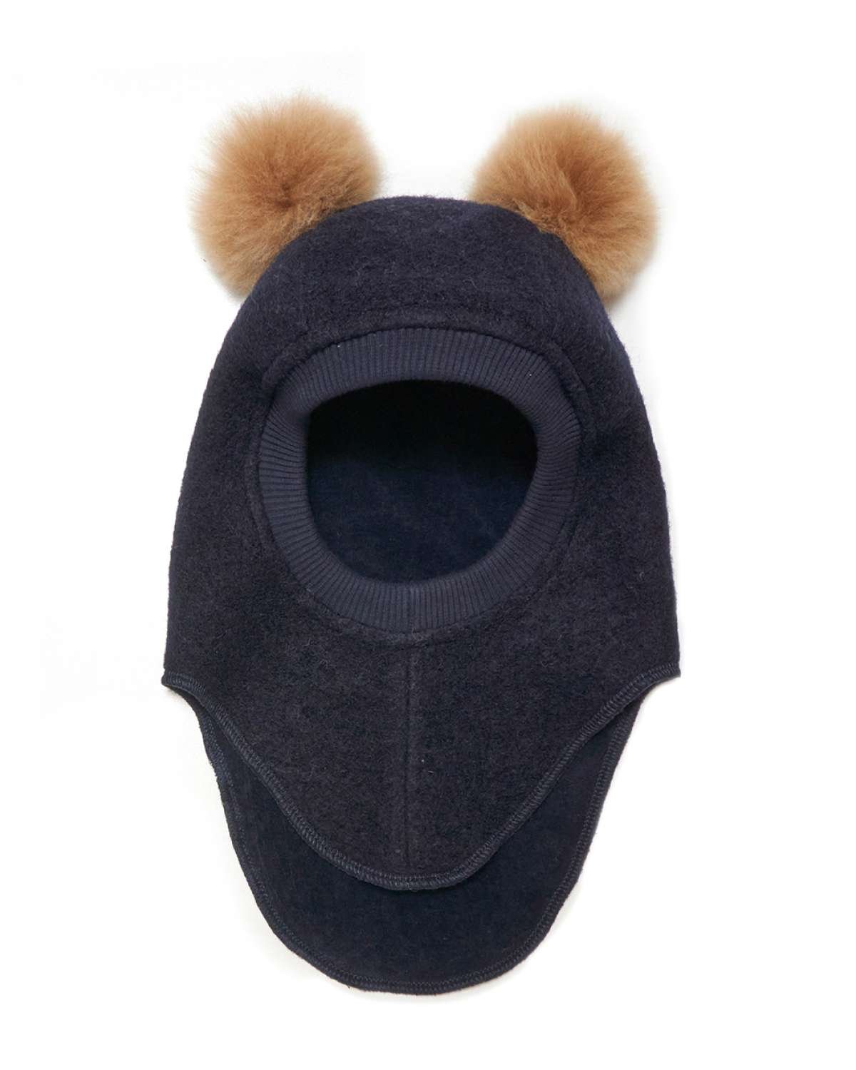 Balaclava Ull 2-Lags – Børstet Ullfleece | Alpaca Pompoms
