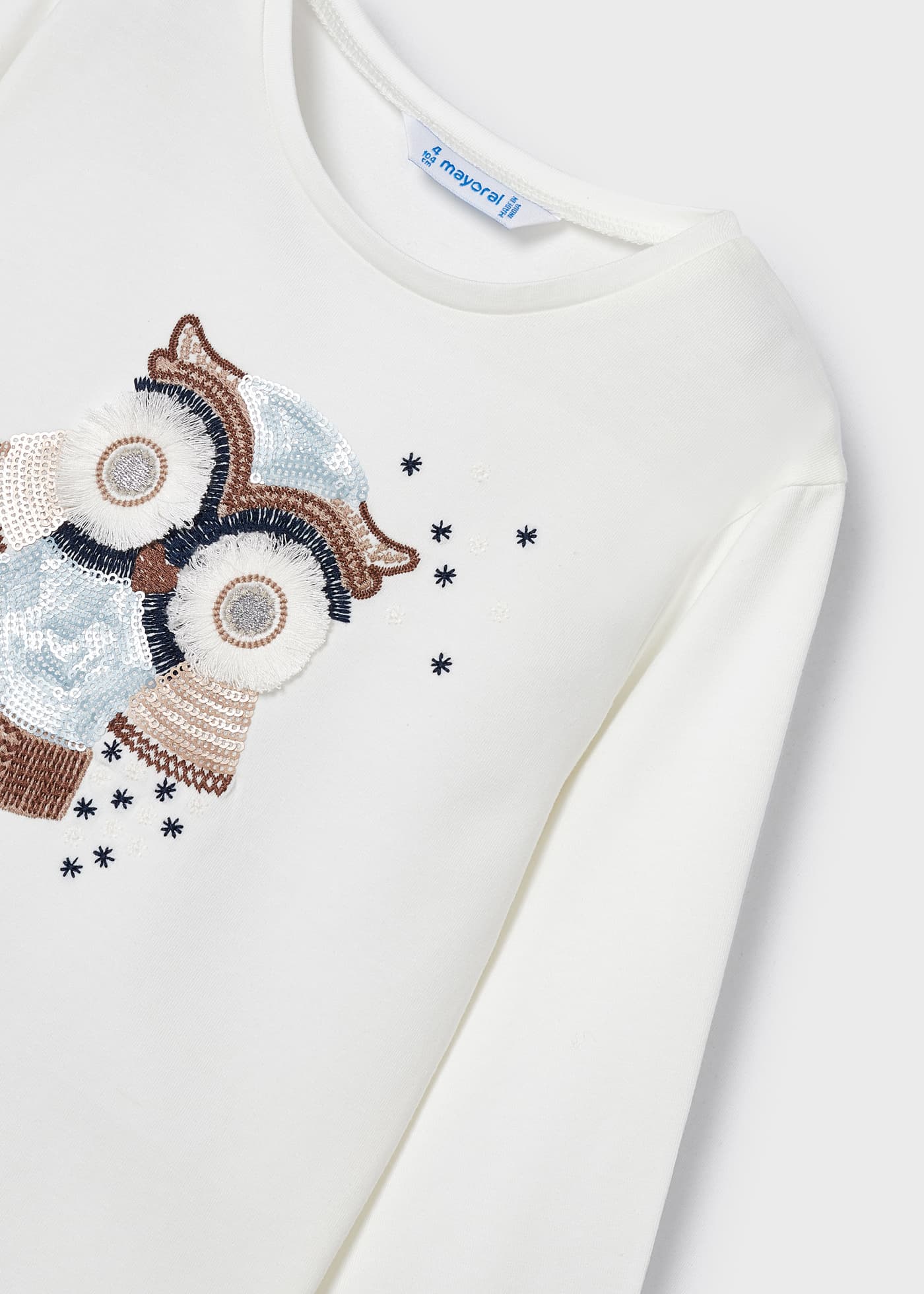 Camiseta de algodão bordada para meninas