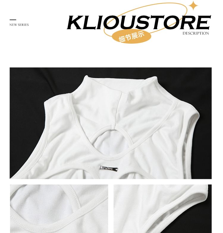 Bababy - Tanktop met geplooide hals, asymmetrische uitsparing en slanke pasvorm