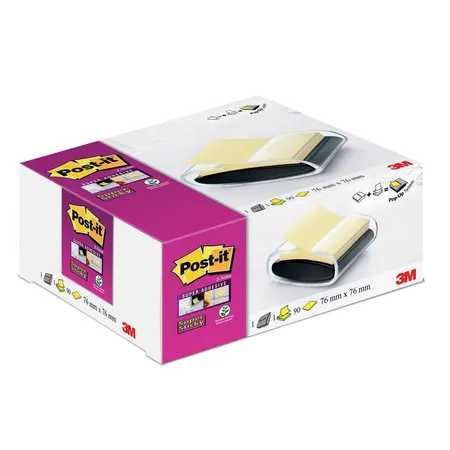 Post-it® Super Sticky Z-Notes Spender PRO-B1Y mit 1 Block Super Sticky Z-Notes, 90 Blatt