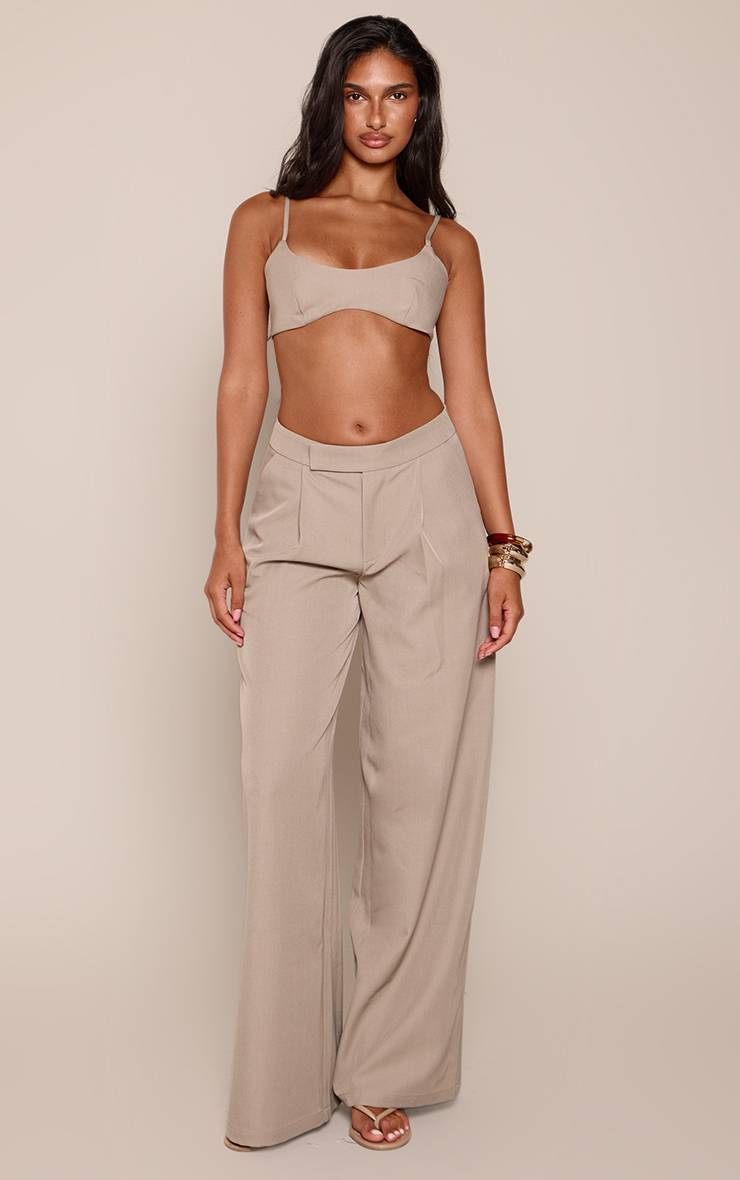 Sage Khaki Pantalon Large Plissé Tailleur Ensemble Coordonné