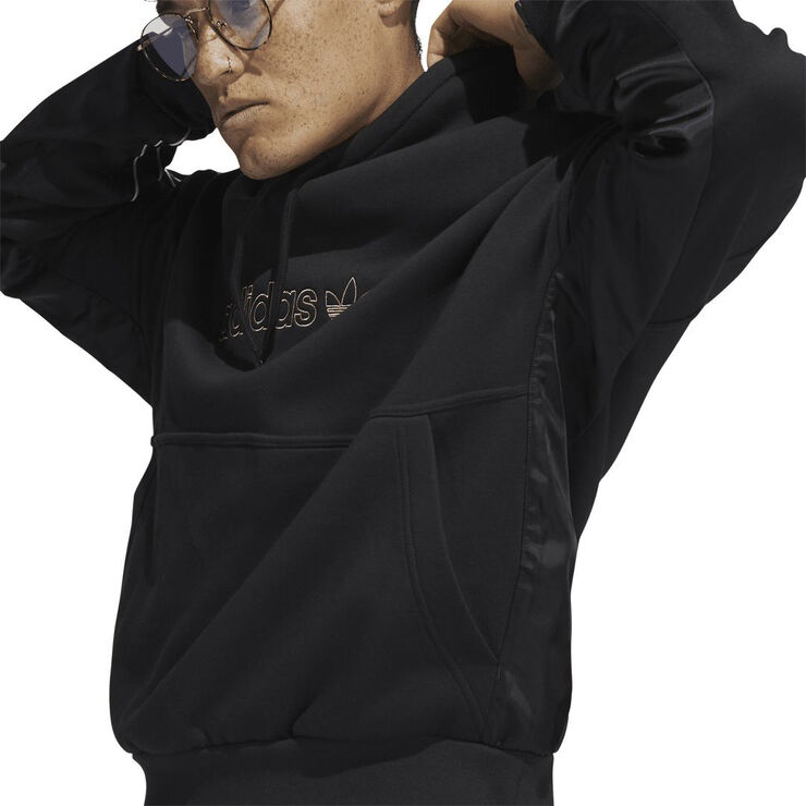 adidas satin paneled hoodie Sort