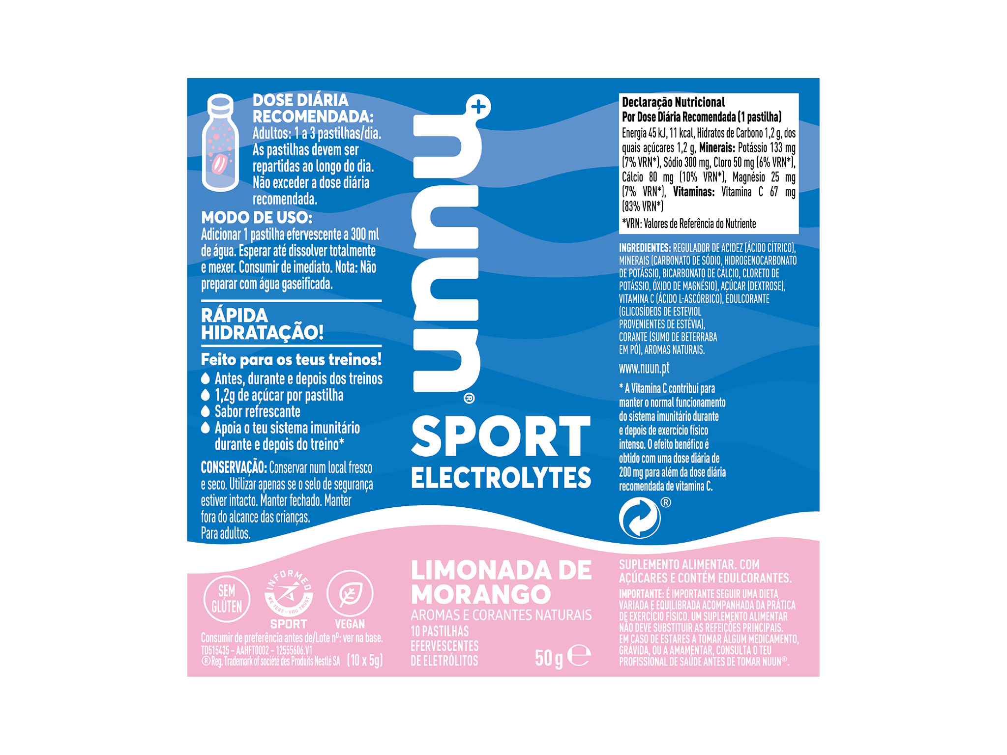 SUPLEMENTO NUUN LIMONADA MORANGO 10 PAST