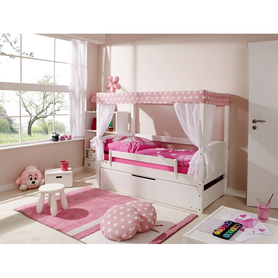 TiCAA Himmelbett Mini mit Zusatzbett Stern Rosa