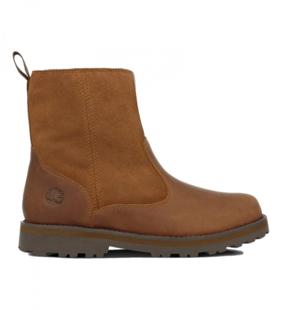 Botas Timberland Courma Kid de cano curto em couro marrom claro com forro quente